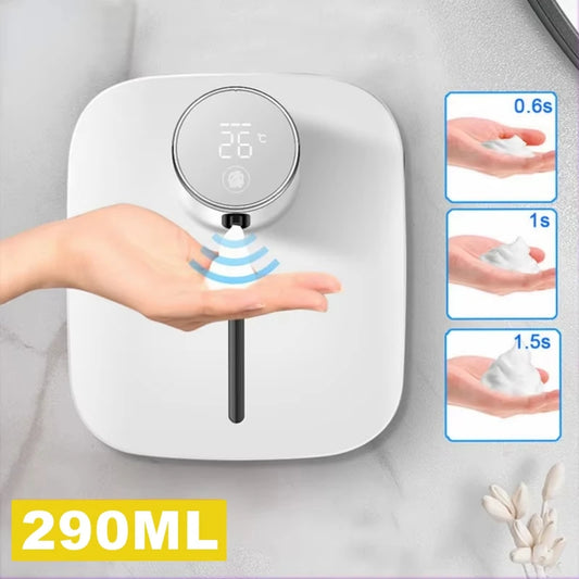 Automatic Wall-Mounted Soap Dispenser – Rechargeable, Touchless Foam Pump with Temperature Display + Type-C Charging