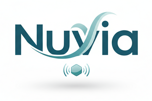 Logo for this company "We bring modern, touch-free home essentials designed to make everyday hygiene effortless. From automatic soap dispensers to motion-activated cleaning tools, our products help you keep your home cleaner, safer, and smarter — without lifting a finger." with the word "Nuvia"