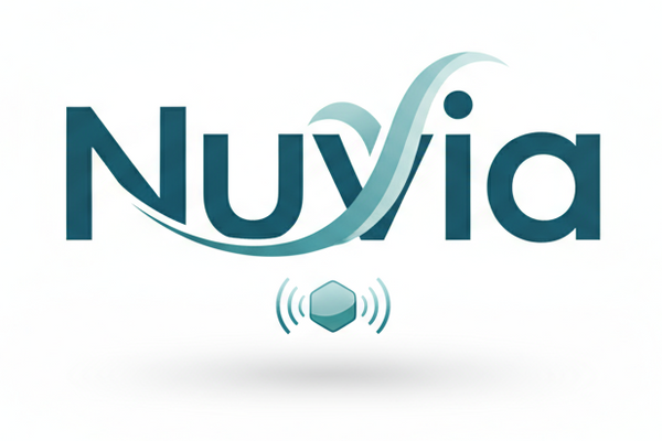 Logo for this company "We bring modern, touch-free home essentials designed to make everyday hygiene effortless. From automatic soap dispensers to motion-activated cleaning tools, our products help you keep your home cleaner, safer, and smarter — without lifting a finger." with the word "Nuvia"